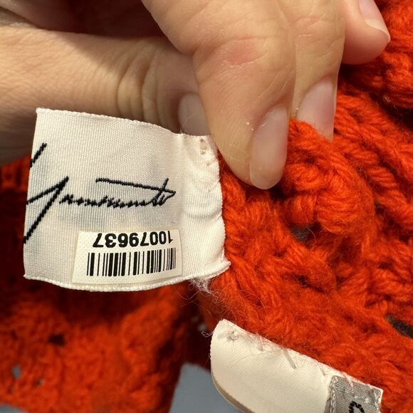 Vintage Yohji Yamamoto Sweater 100% Wool Chunky Knit Red Turtleneck Women Medium - Picture 7 of 9